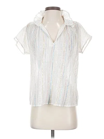 Pre-owned Never A Wallflower Short Sleeve Blouse In Ivory