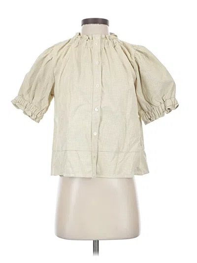 Pre-owned Never A Wallflower Short Sleeve Blouse In White