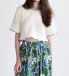 Never A Wallflower Short Sleeve Crop Top In Ivory Linen