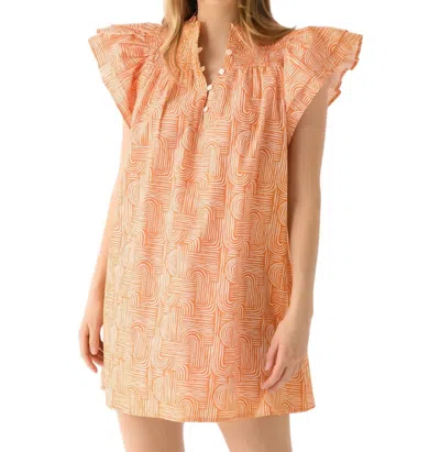 Never A Wallflower Smocked Short Dress In Burnt Orange Swirl In Multi