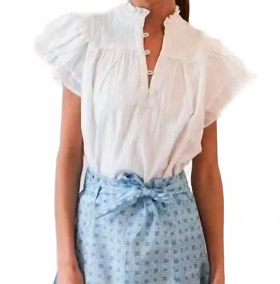 Never A Wallflower Smocked Top In White Pinstripe In Orange