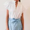 Never A Wallflower Smocked Top In White Pinstripe In Multi