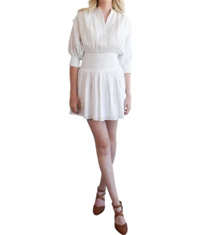 Never A Wallflower Smocked Waist Dress In Snow White Silver Stripe In Multi