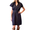 Never A Wallflower Vicki Elastic Waist Dress In Dark Blue Denim In Blue