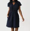 Never A Wallflower Vicki Elastic Waist Dress In Dark Blue Denim In Multi