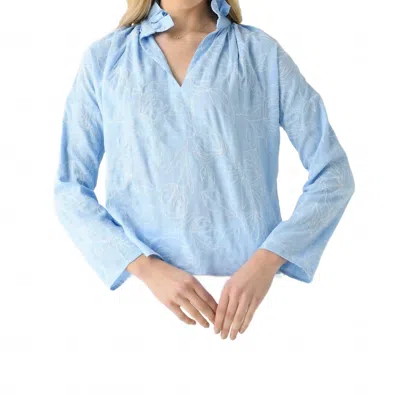 Never A Wallflower Vicki Long Sleeve Top In Blue Embroidery