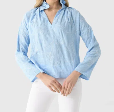 Never A Wallflower Vicki Long Sleeve Top In Blue Embroidery In Multi