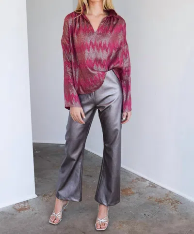 Never A Wallflower Vicki Long Sleeve Top In Pink Sparkle Ikat In Multi