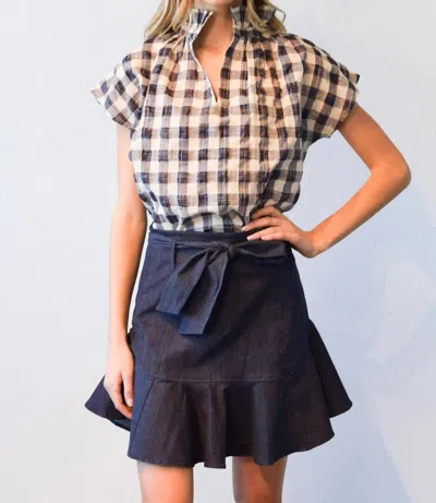 Never A Wallflower Vicki Short Sleeve Top In Navy Plaid In Multi