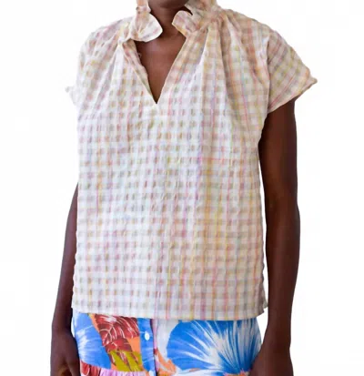 Never A Wallflower Vicki Short Sleeve Top In Neon Plaid In Multi