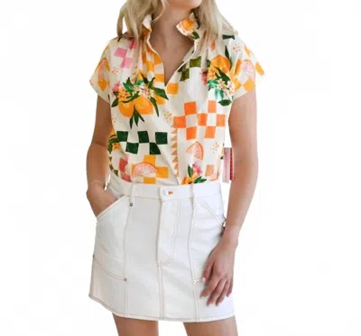 Never A Wallflower Vicki Short Sleeve Top In Oranges In Multi