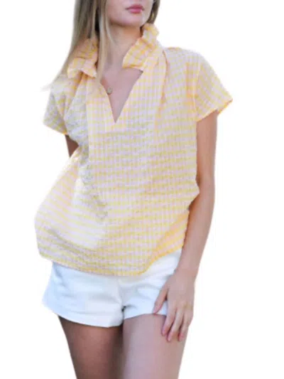 Never A Wallflower Vicki Short Sleeve Top In Yellow And Pink Check