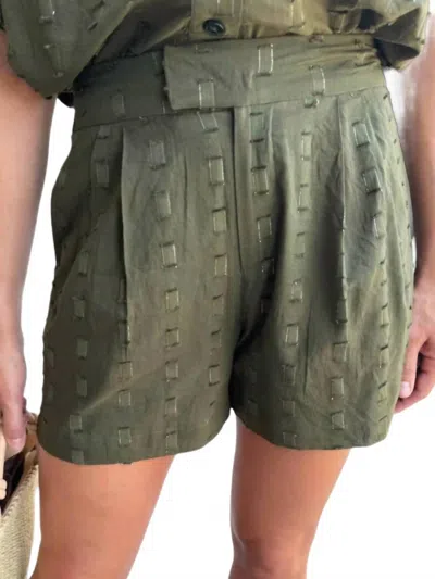 Never A Wallflower Willa Shorts In Olive Geo In Green