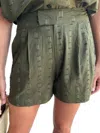 Never A Wallflower Willa Shorts In Olive Geo In Multi
