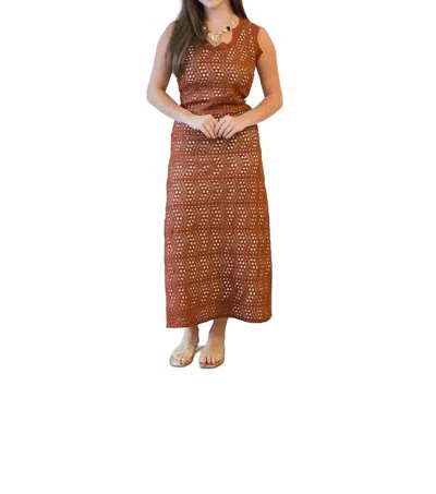 Never A Wallflower Women's Charm Crochet Midi Dress In Rustic In Brown