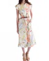 Never A Wallflower Women's Epaulet Shirt Dress In Peach Watercolor In Multi