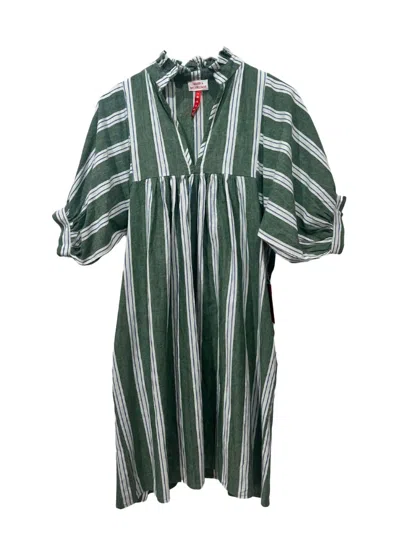 Never A Wallflower Women's High Neck Dress In Green Stripe
