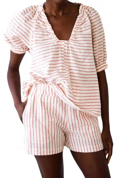 Never A Wallflower Women's Pull On Shorts In Red Stripe In Neutral
