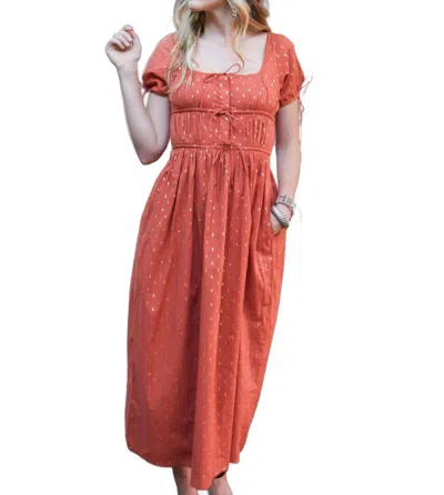 Never A Wallflower Yarrow Dress In Metallic Dot In Red
