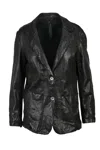 Never Enough Leather Jacket With Buttons - Black In Black