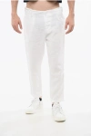 Never Enough Single Pleated Linen Pants With Belt Loops In White