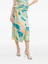 Never Fully Dressed Abstract-print Asymmetric Skirt In Green