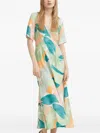Never Fully Dressed Abstract-print V-neck Midi Dress In Multi