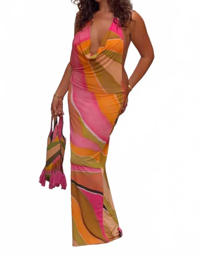 Never Fully Dressed Abstract Sabine Dress In Green Multi