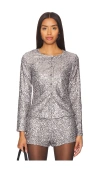 Never Fully Dressed Sequin-embellished Button-down Top In Gunmetal