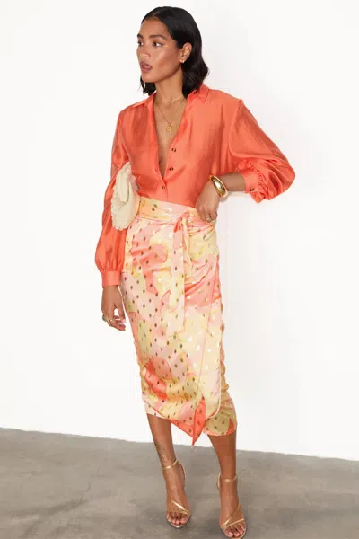 Never Fully Dressed Apricot Jaspre Wrap Skirt In Pink
