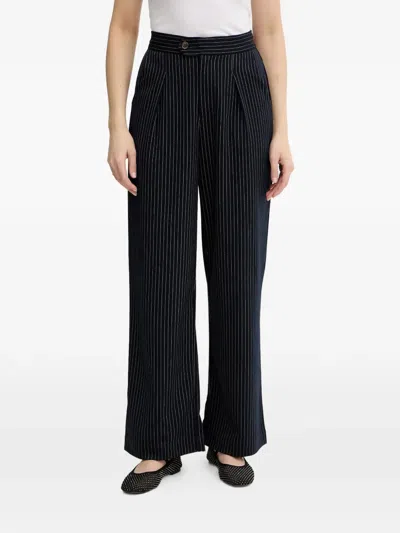 Never Fully Dressed Arden Pinstripe Button Trousers In Black
