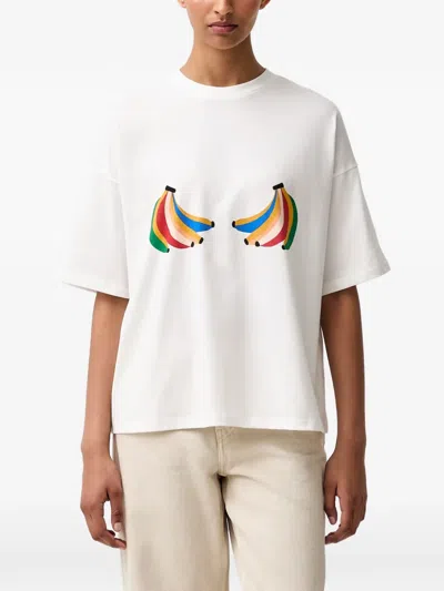 Never Fully Dressed Banana-print T-shirt In White