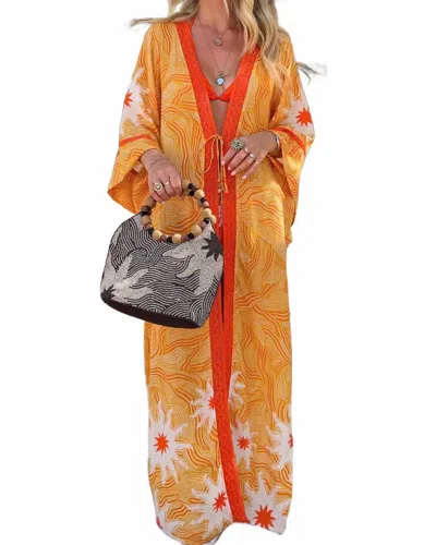 Never Fully Dressed Beaded Kimono In Yellow Sun In Multi