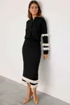 Never Fully Dressed Black And Cream Fringe Straight Knit Skirt