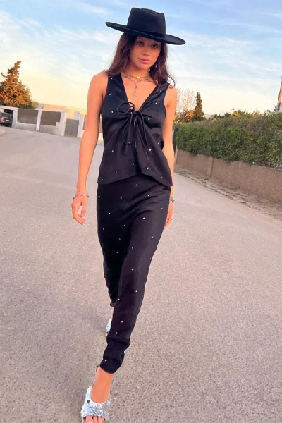 Never Fully Dressed Black Mirro Maxi Skirt In Blue