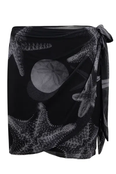 Never Fully Dressed Black Seashell Mesh Mini Skirt In Multi