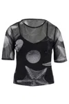 Never Fully Dressed Black Seashell Mesh T-shirt In Black