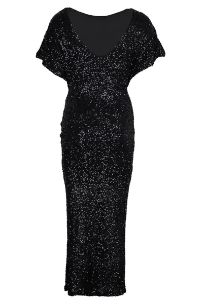 Never Fully Dressed Black Sequin Bow Dress