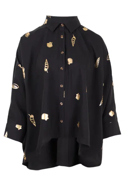 Never Fully Dressed Black Shell Cape Shirt