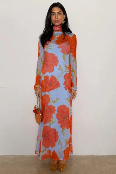 Never Fully Dressed Blue Poppy Aria Mesh Dress