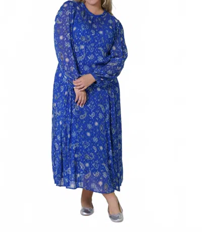 Never Fully Dressed Blue Running Paisley Bibi Maxi Dress - Plus In Blue Paisley