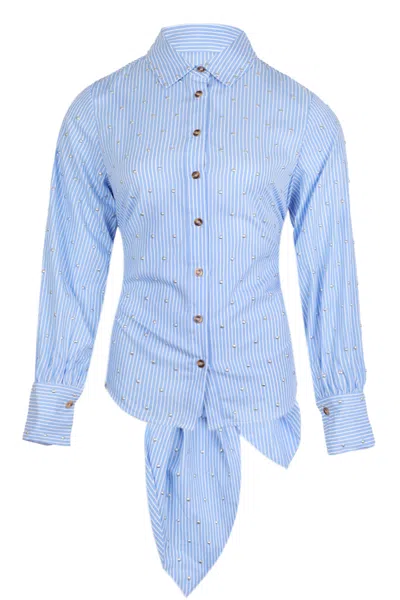 Never Fully Dressed Blue Stripe Tie Back Shirt