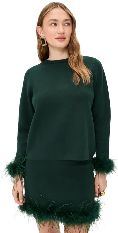 Never Fully Dressed Bottle Green Jamie Jumper With Feather Trim Green
