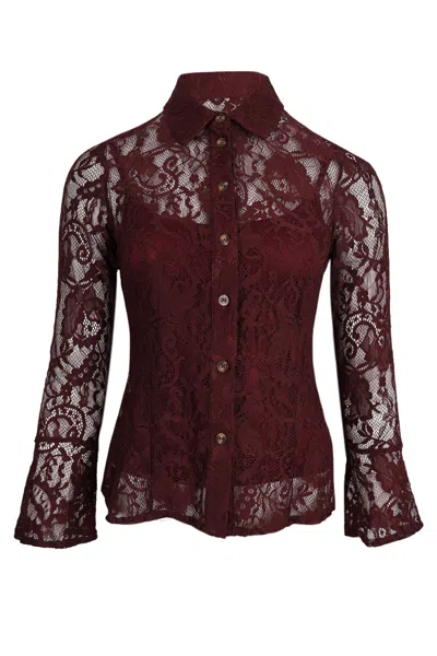 Never Fully Dressed Burgundy Lace Shirt In Black
