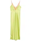 Never Fully Dressed Lily Lace-trim Satin Midi Dress In Green