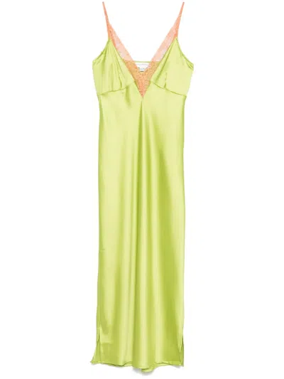 Never Fully Dressed Lily Lace-trim Satin Midi Dress In Multicolor