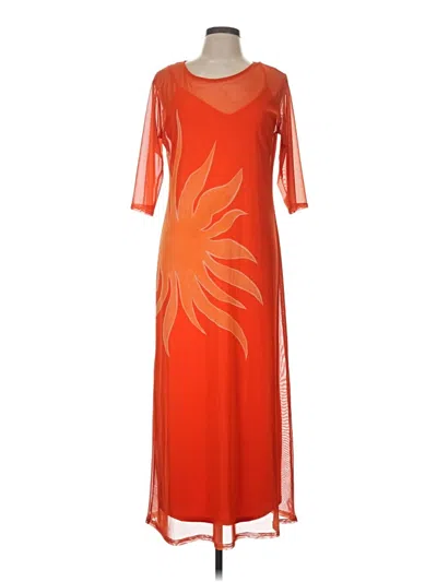 Pre-owned Never Fully Dressed Casual Dress In Orange