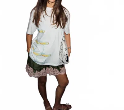 Never Fully Dressed Champagne Graphic T Shirt In White In Animal Print