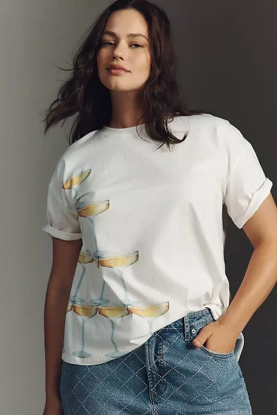 Never Fully Dressed Champagne Graphic Tee In White