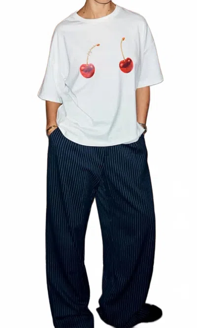 Never Fully Dressed Cherry Boob Short Sleeve T-shirt In White In Multi